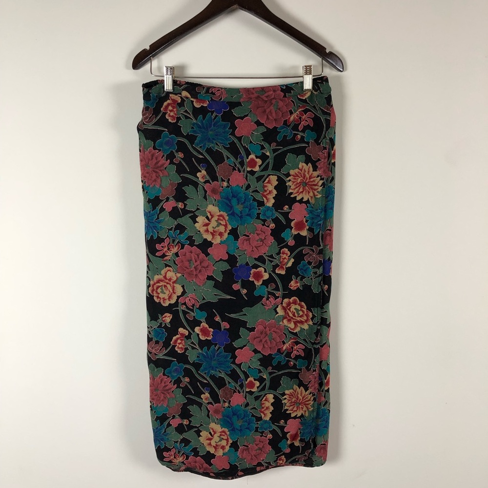Reversible Dark Floral Midi Skirt